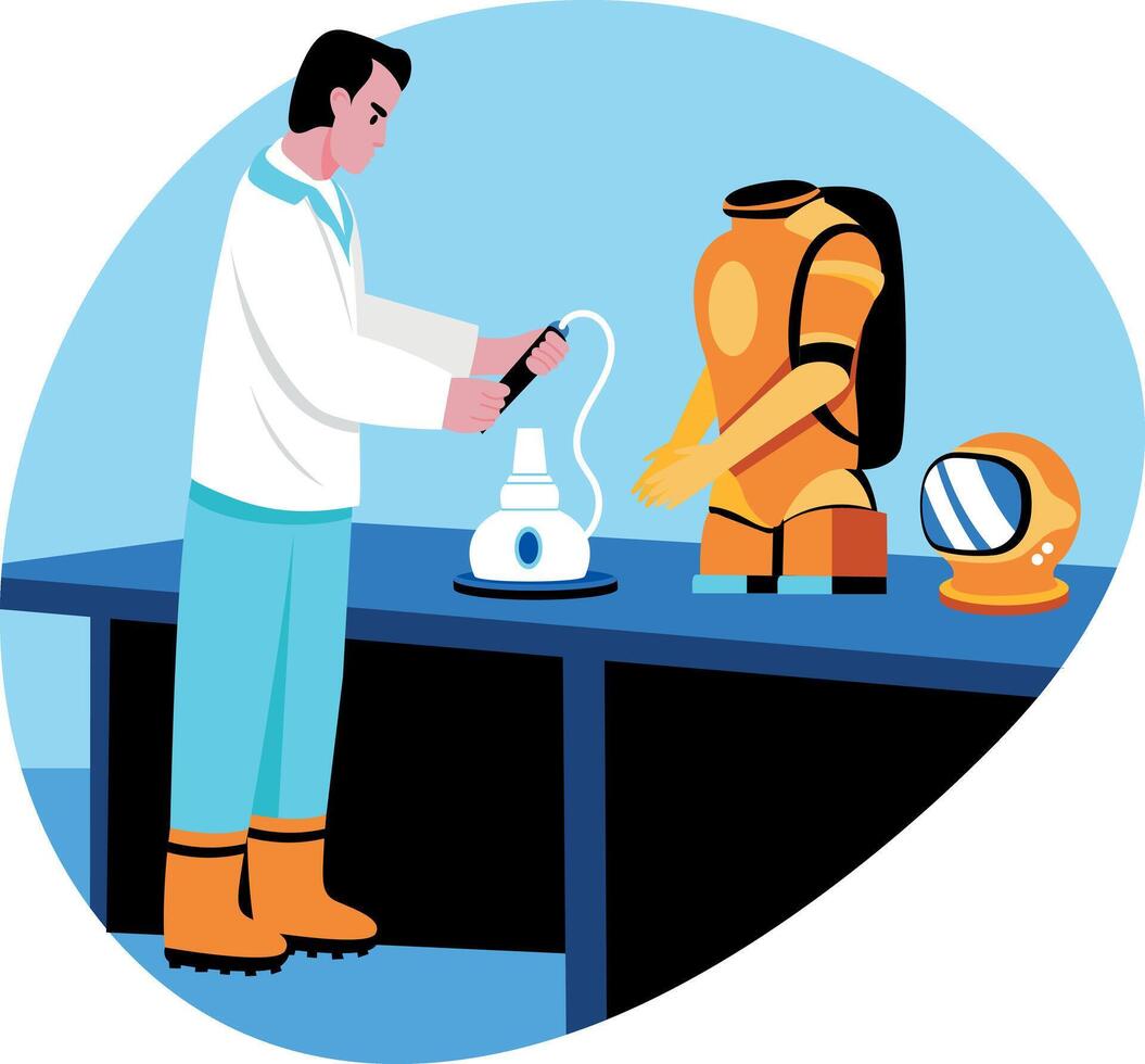 A flat style illustration of an astronautical engineer vector