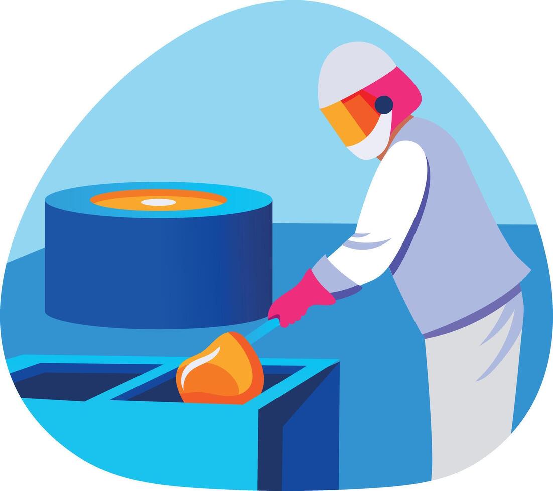 A flat style illustration of a glass melting character vector