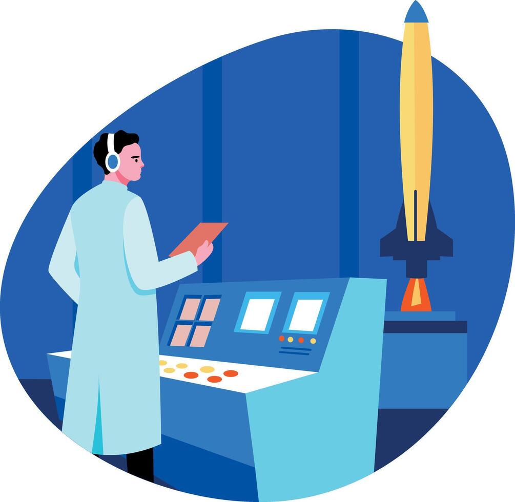 A flat style illustration of an aerospace engineer vector