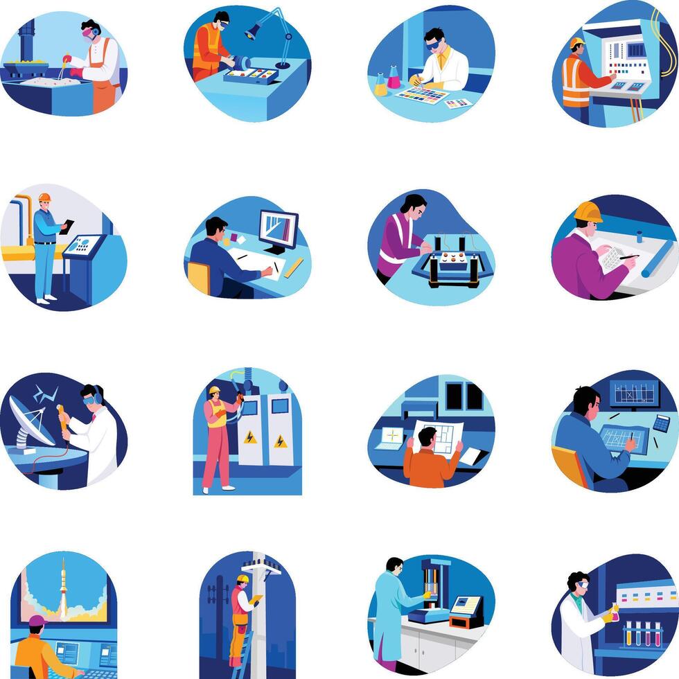 Set of Flat Style Expert Workers Illustrations vector