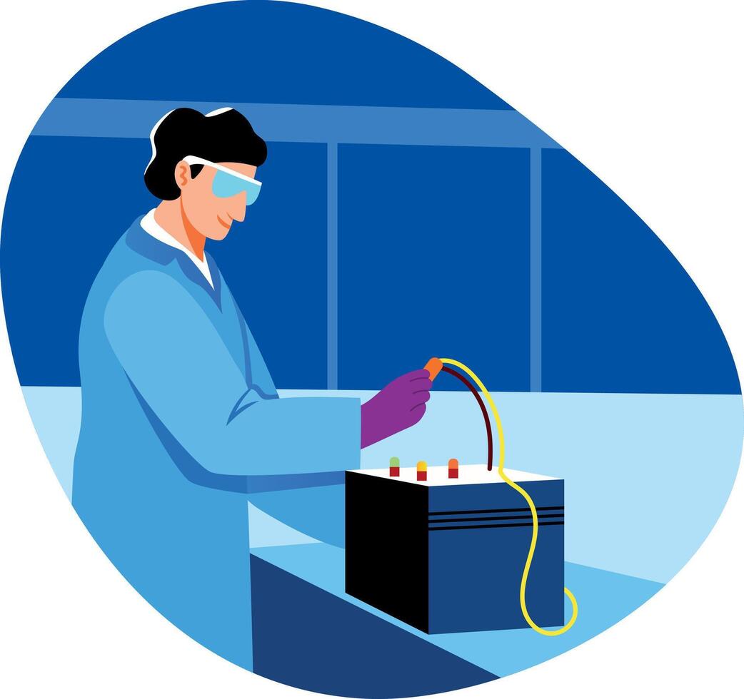 A flat style illustration of a battery engineer vector