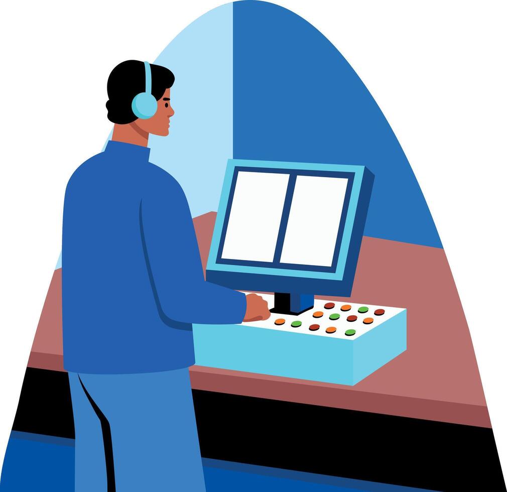 A flat style illustration of a system operator vector