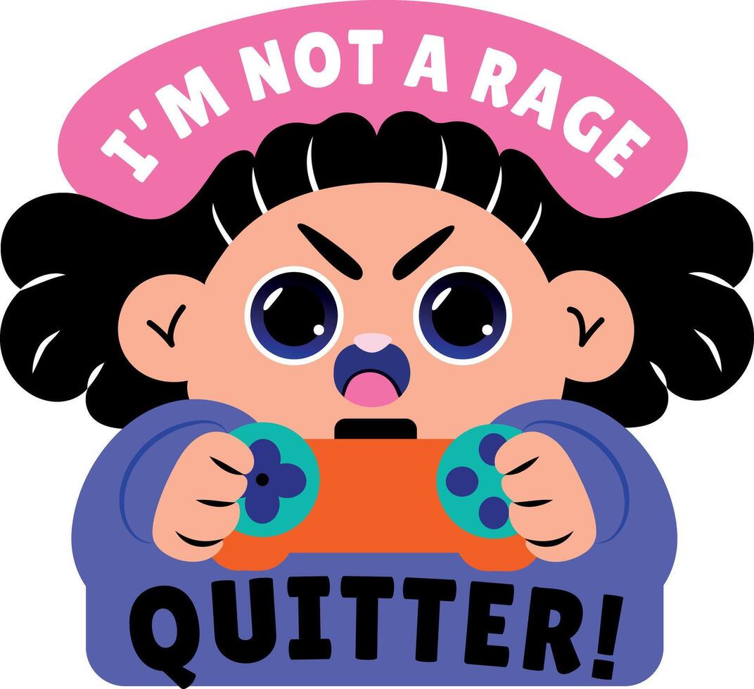 A quitter character becomes angry, flat sticker vector