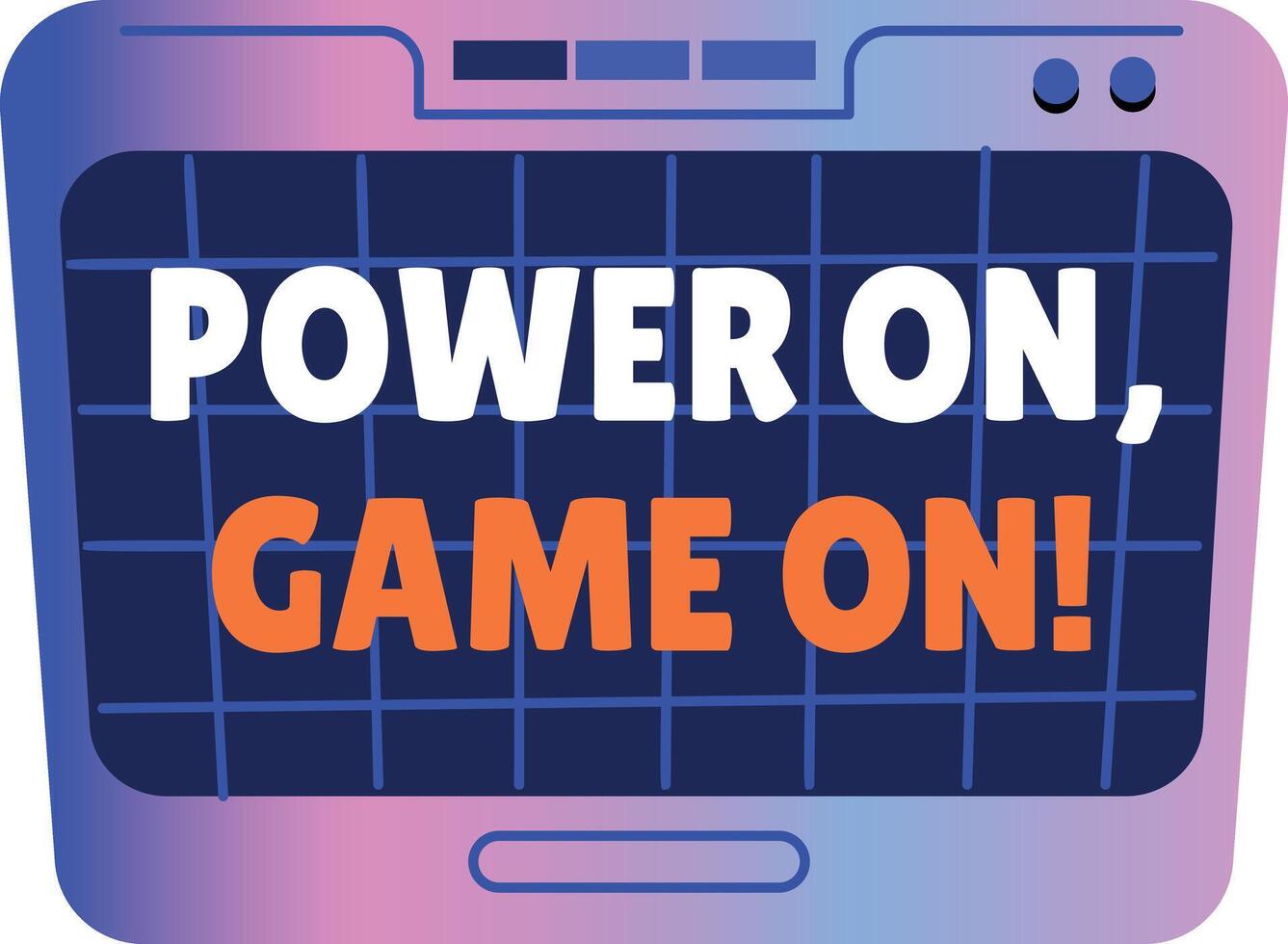 Flat sticker showing game power typography on screen vector