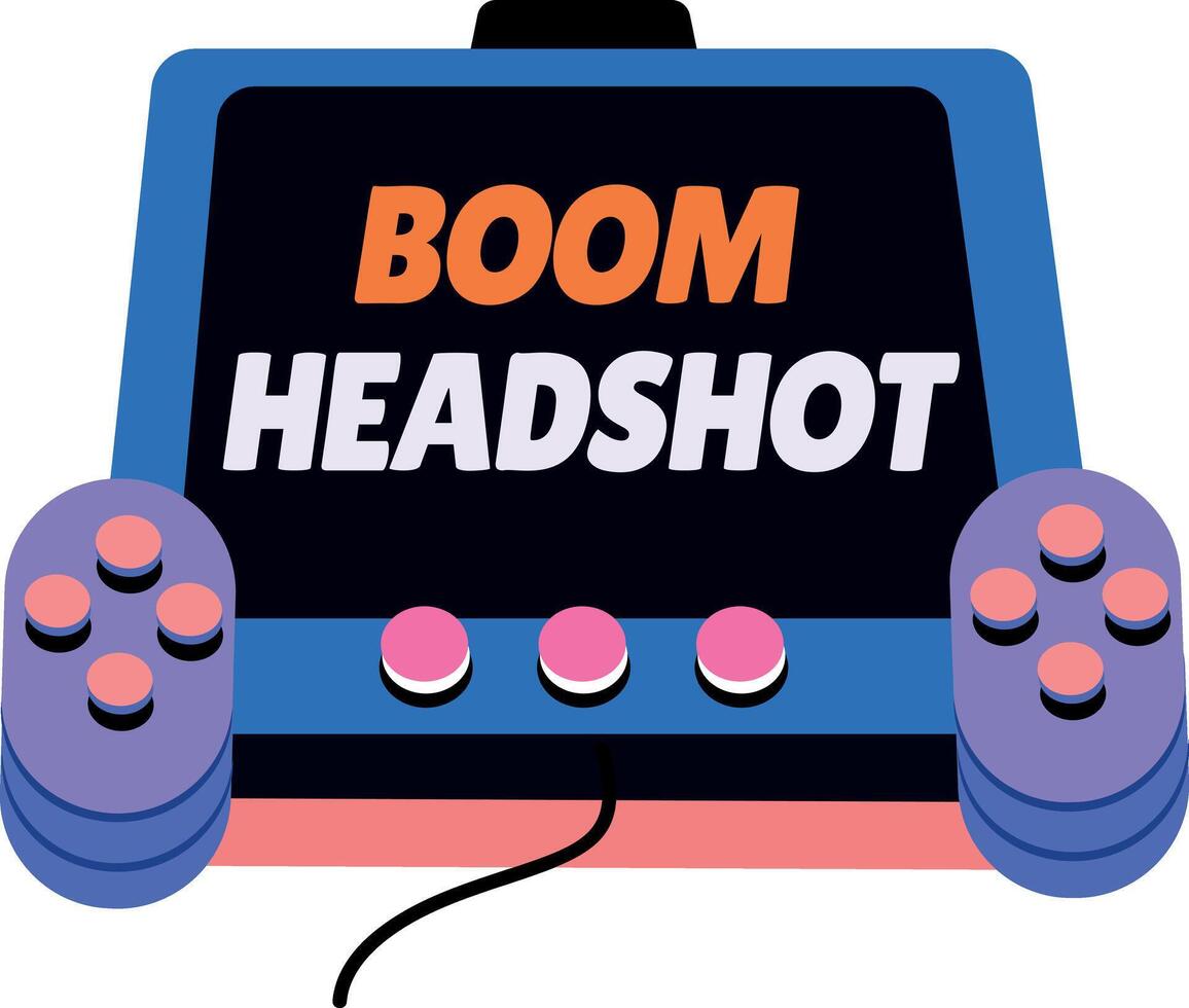 Flat sticker showing boom headshot typography vector