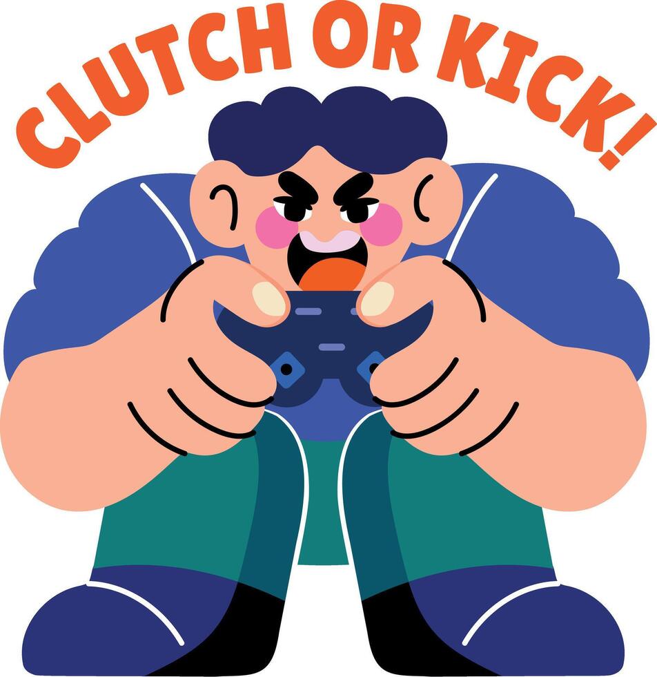 A gaming character with clutch time typography vector