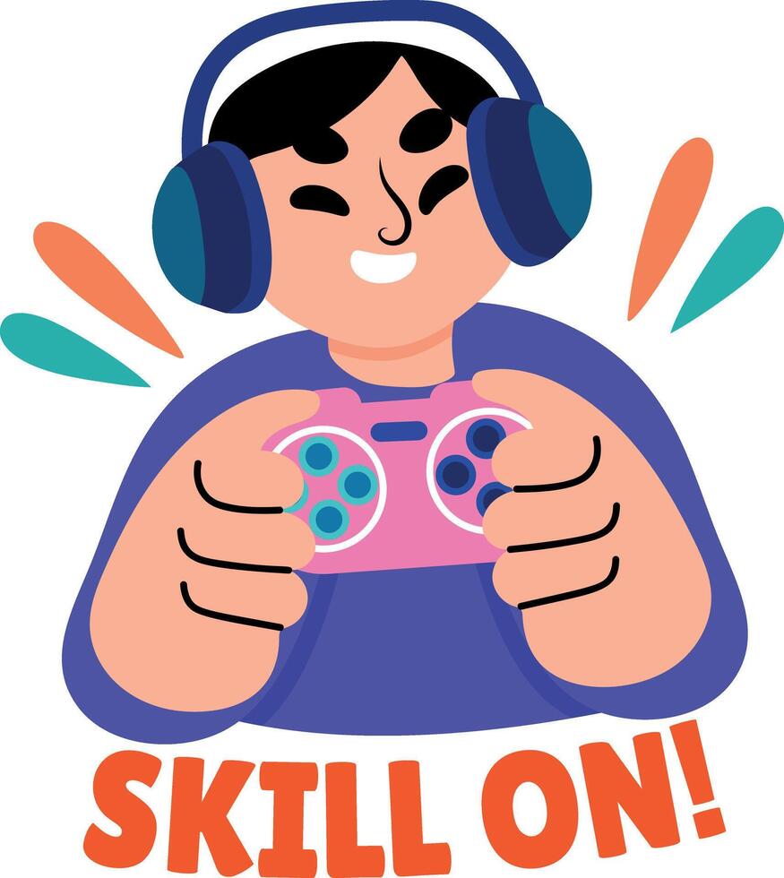 Girl showing typography of skill on, flat sticker vector