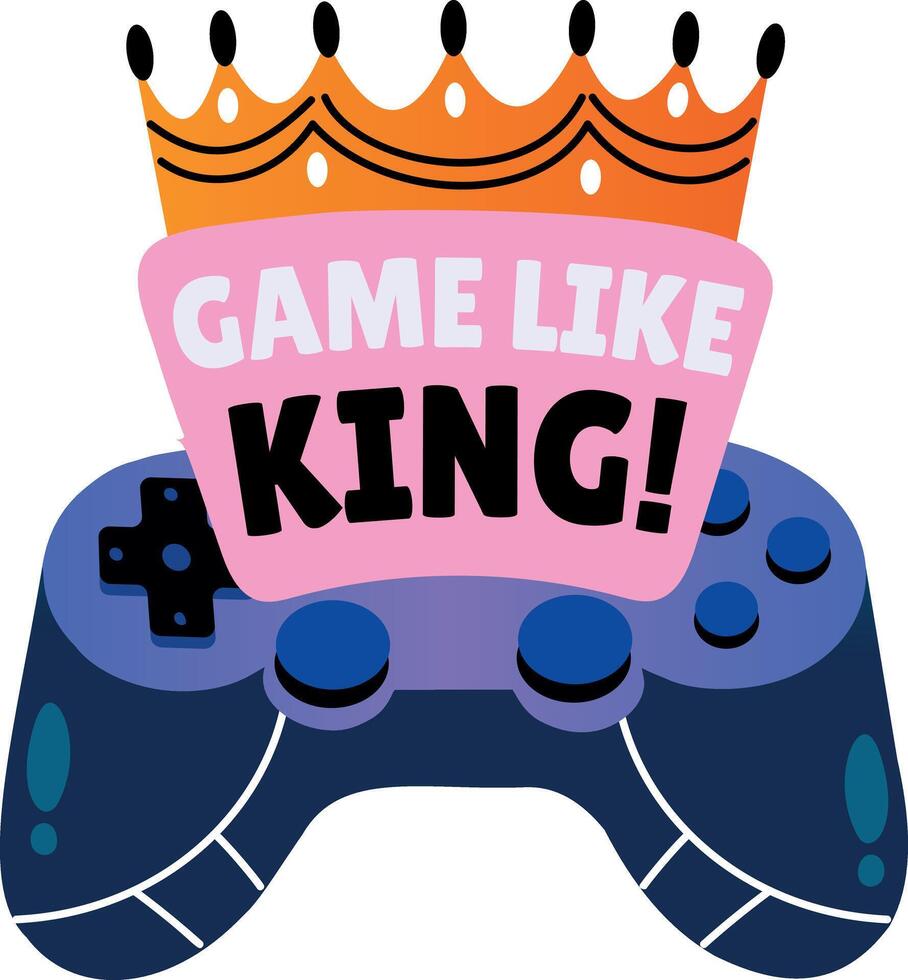 Flat sticker showing crown gamepad controllers vector