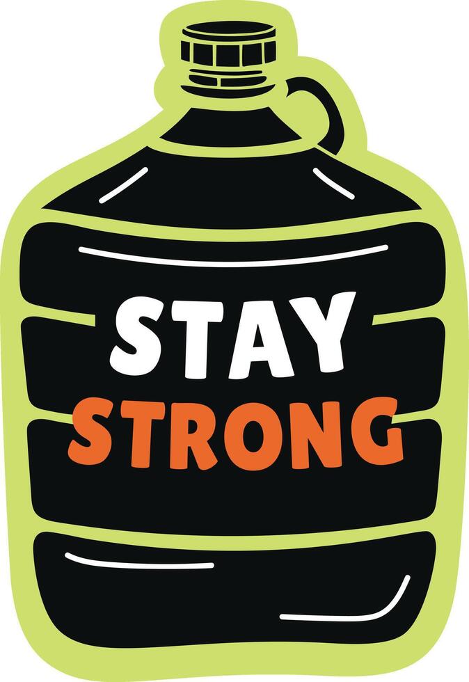 Flat sticker of large water stay hydrate jug vector