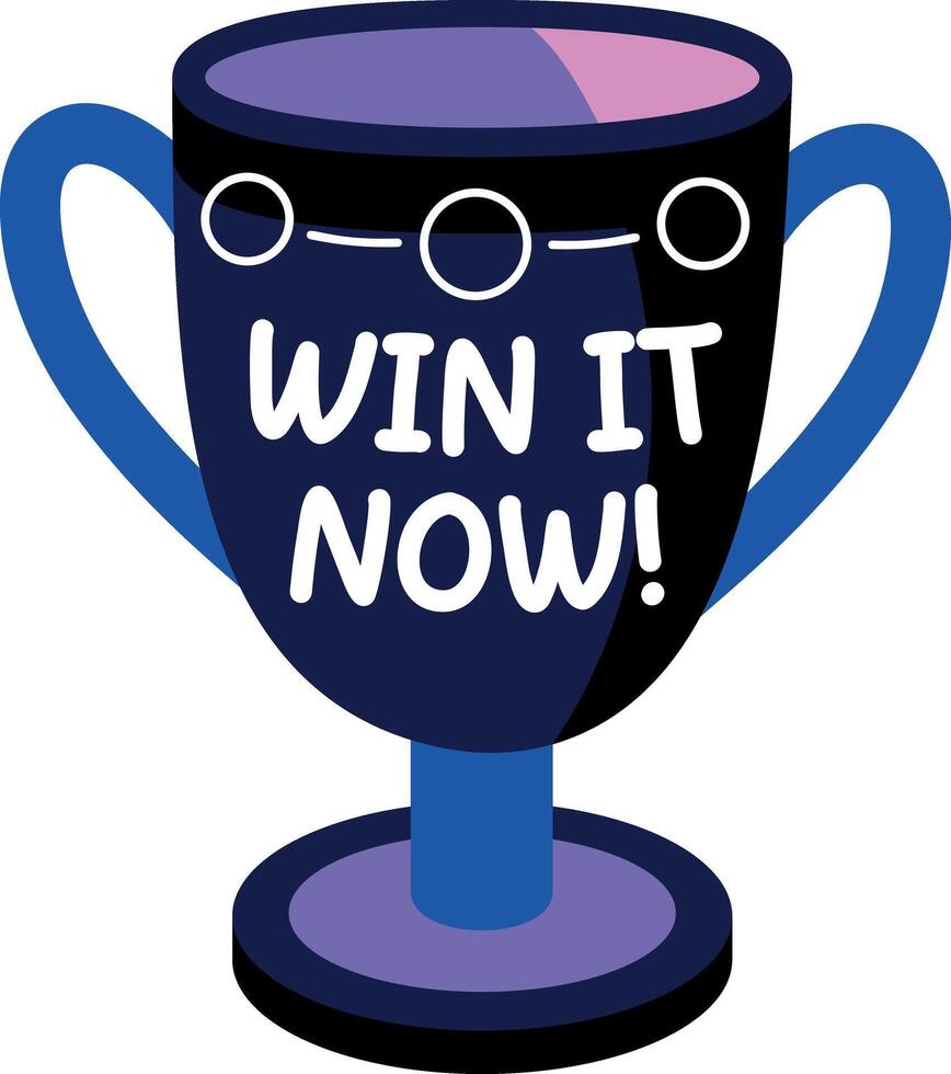 Flat sticker showing a trophy cup with typography vector