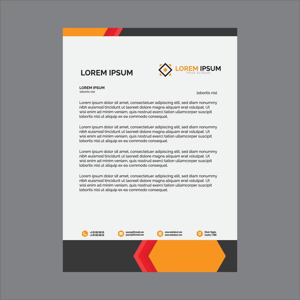 Business letterhead design red and orange colour vector