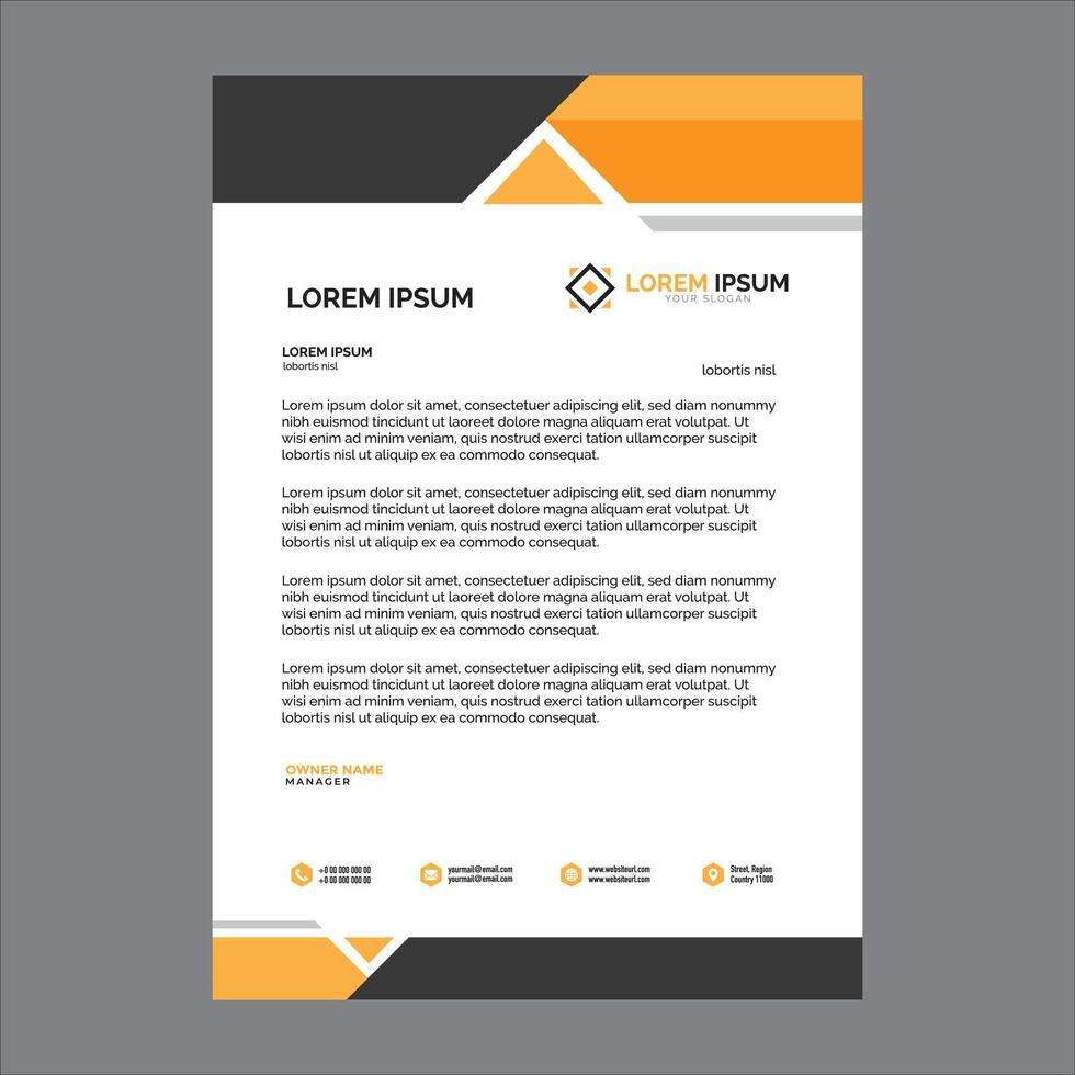 Letterhead design , orange and black colour vector