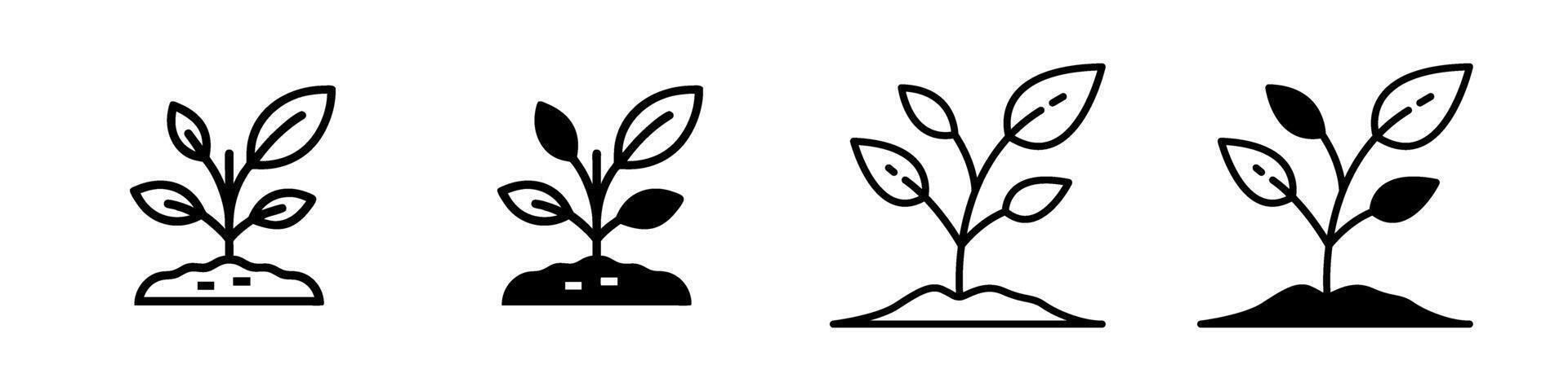 Sprout Plant Growth Icon set vector