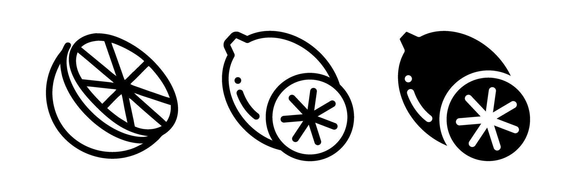 lemon icons for food or nature projects. Scalable and editable for kitchen posters recipe cards or summer designs. vector
