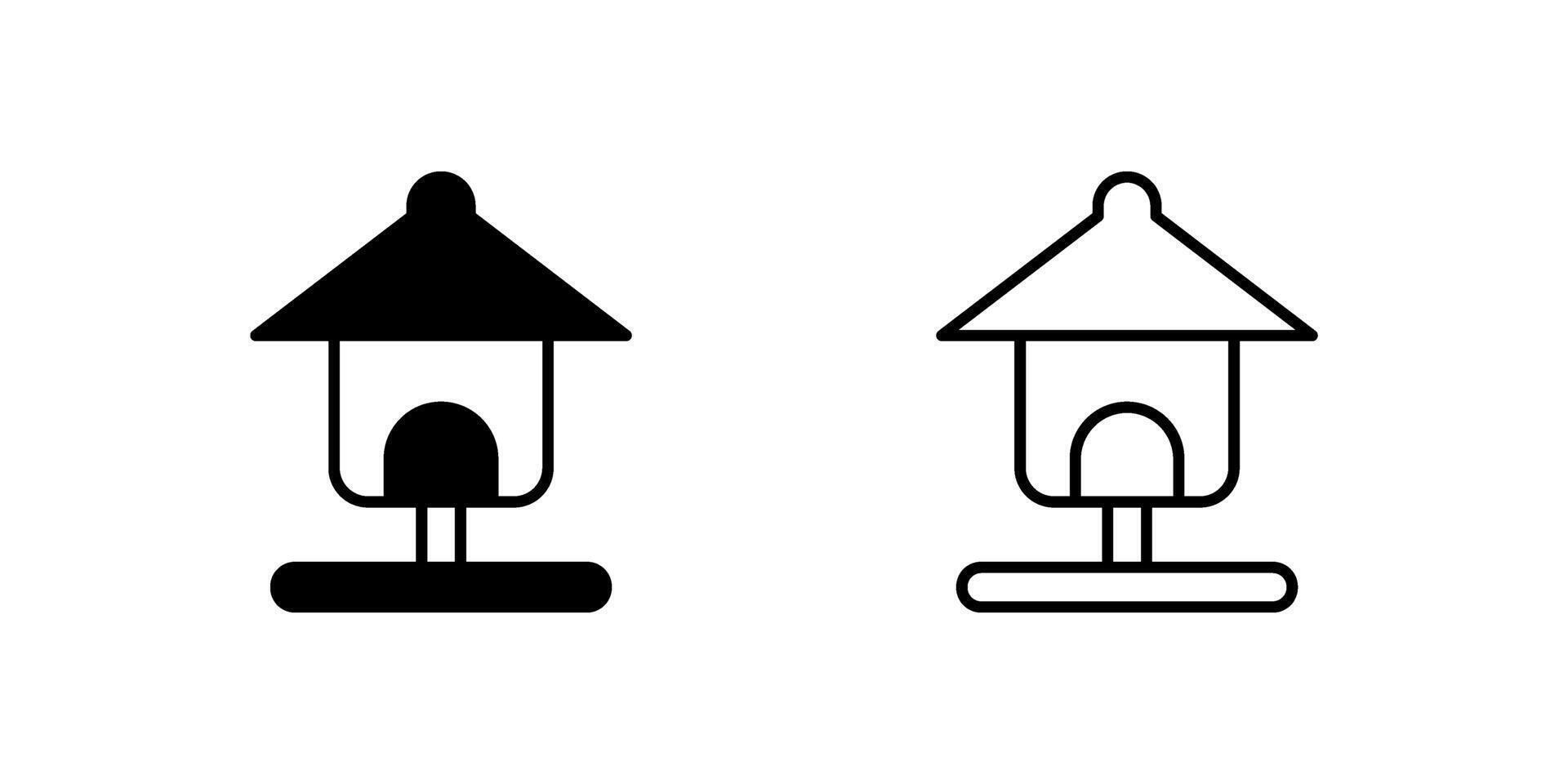 A simple icon set featuring bird feeders, ideal for nature, wildlife, and gardening designs. vector