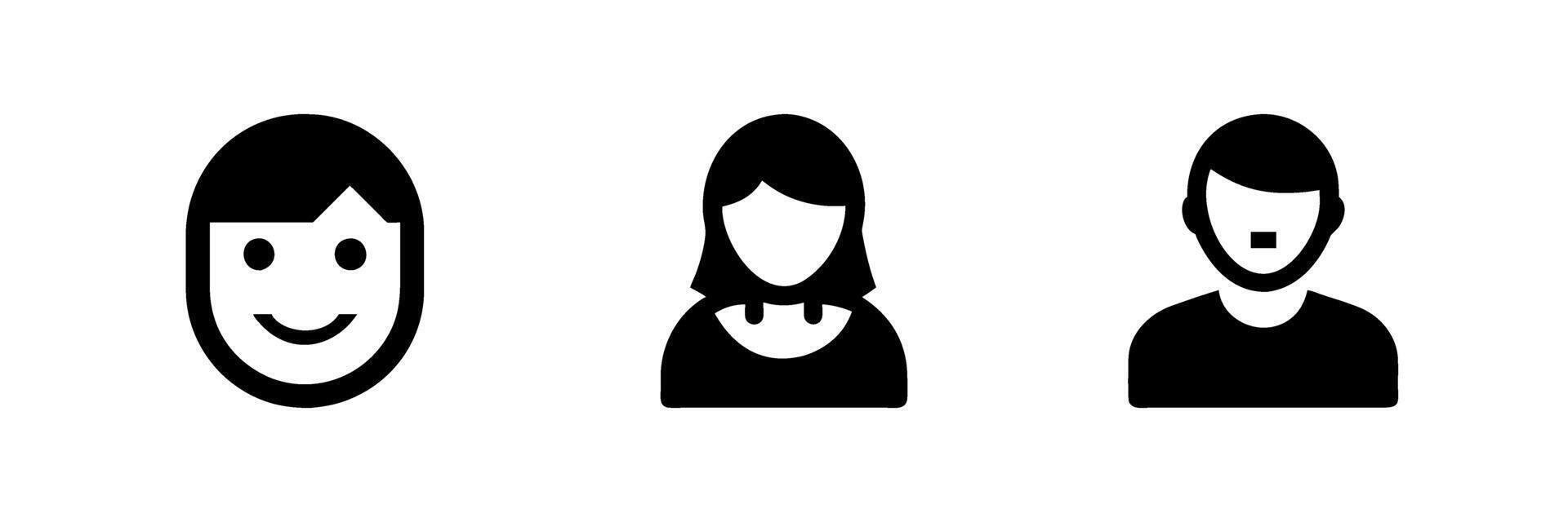 A minimalist icon set depicting avatar profiles, perfect for user interfaces and social media designs. vector