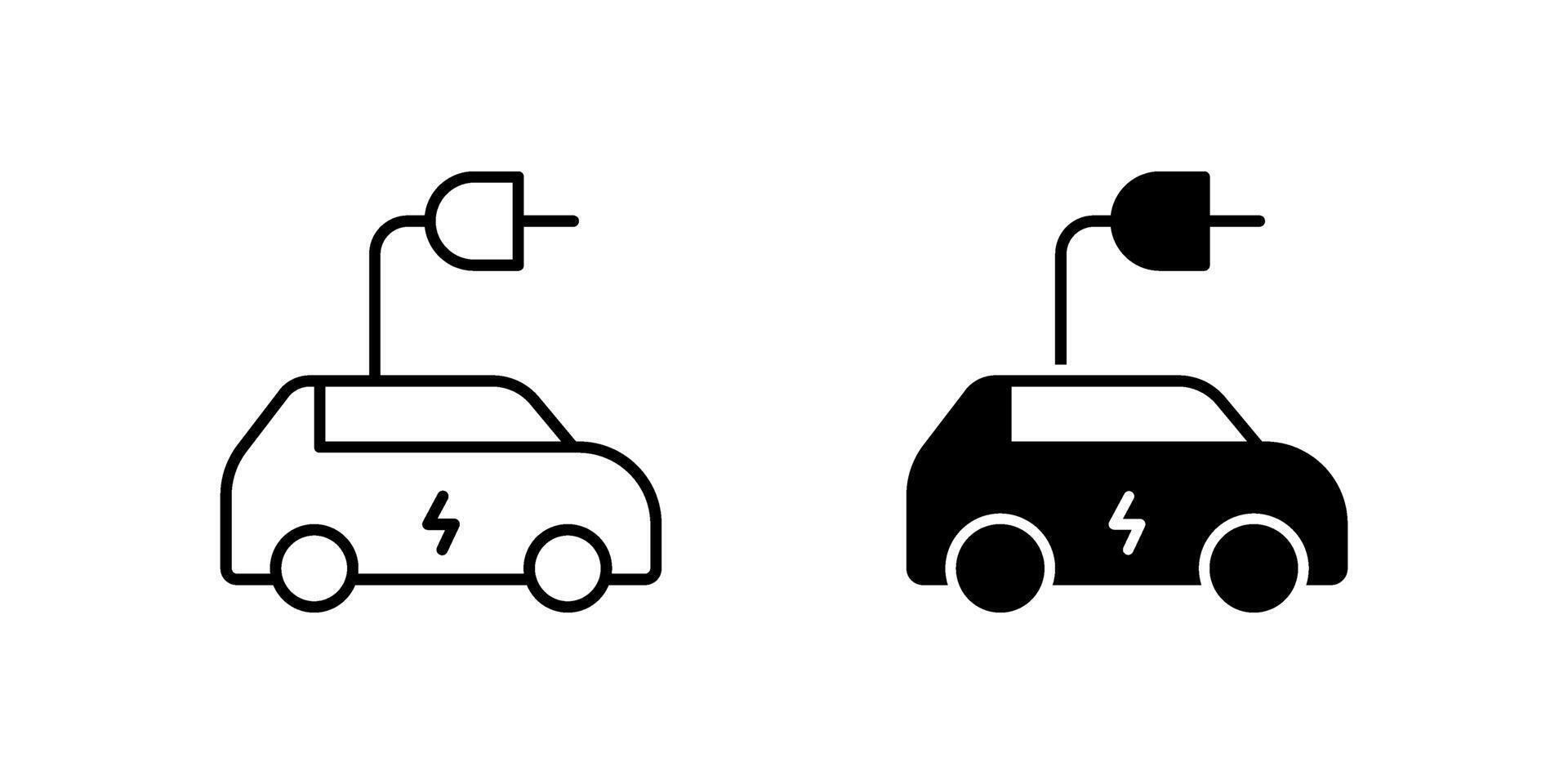 Electric Car Line and Glyph Icon Collection vector