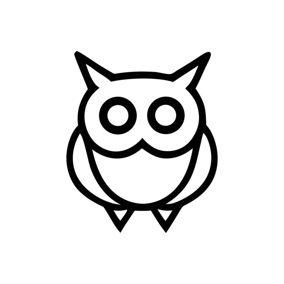 an owl icon in a line drawing vector
