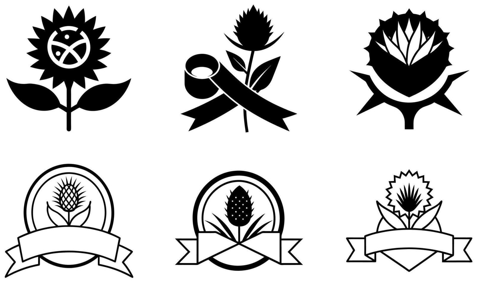 Sunflower and Banner Emblem vector