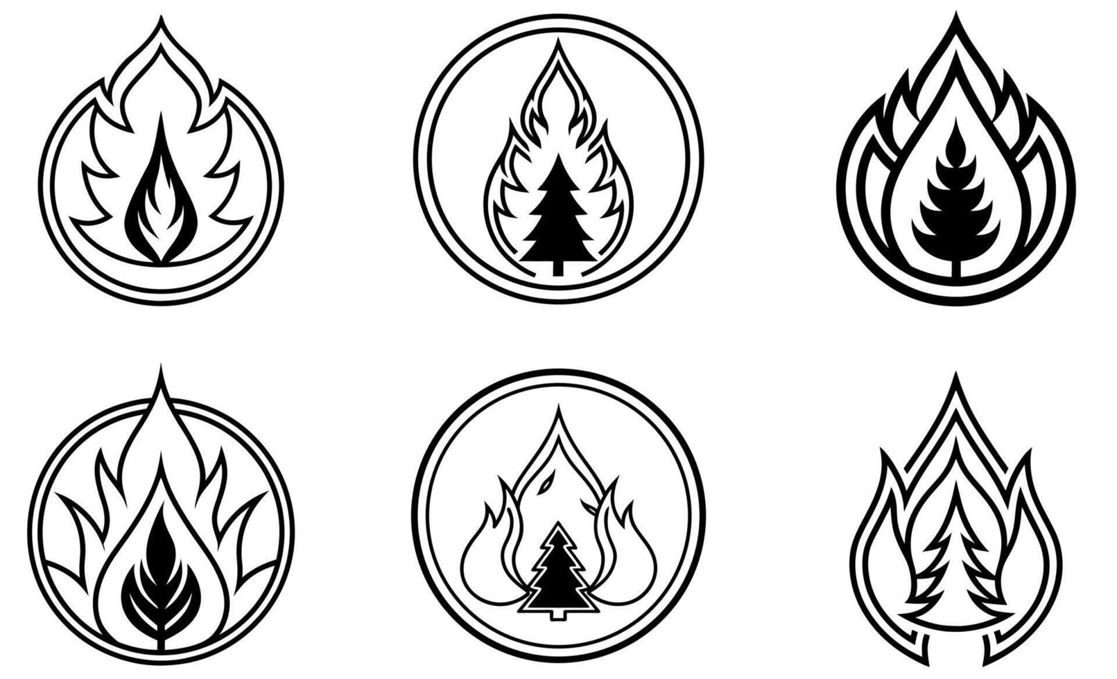 featuring a tree and flames icon vector