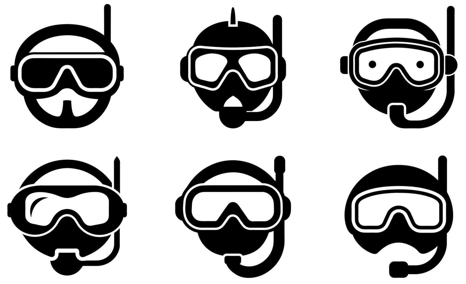 Diver Mask Icon Set vector