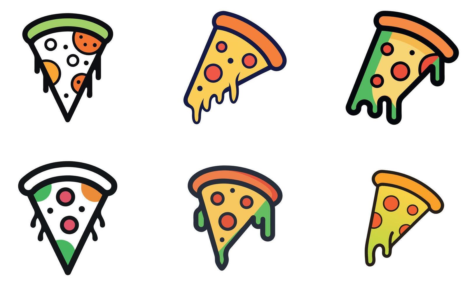 Pizza Slice Icon Set vector