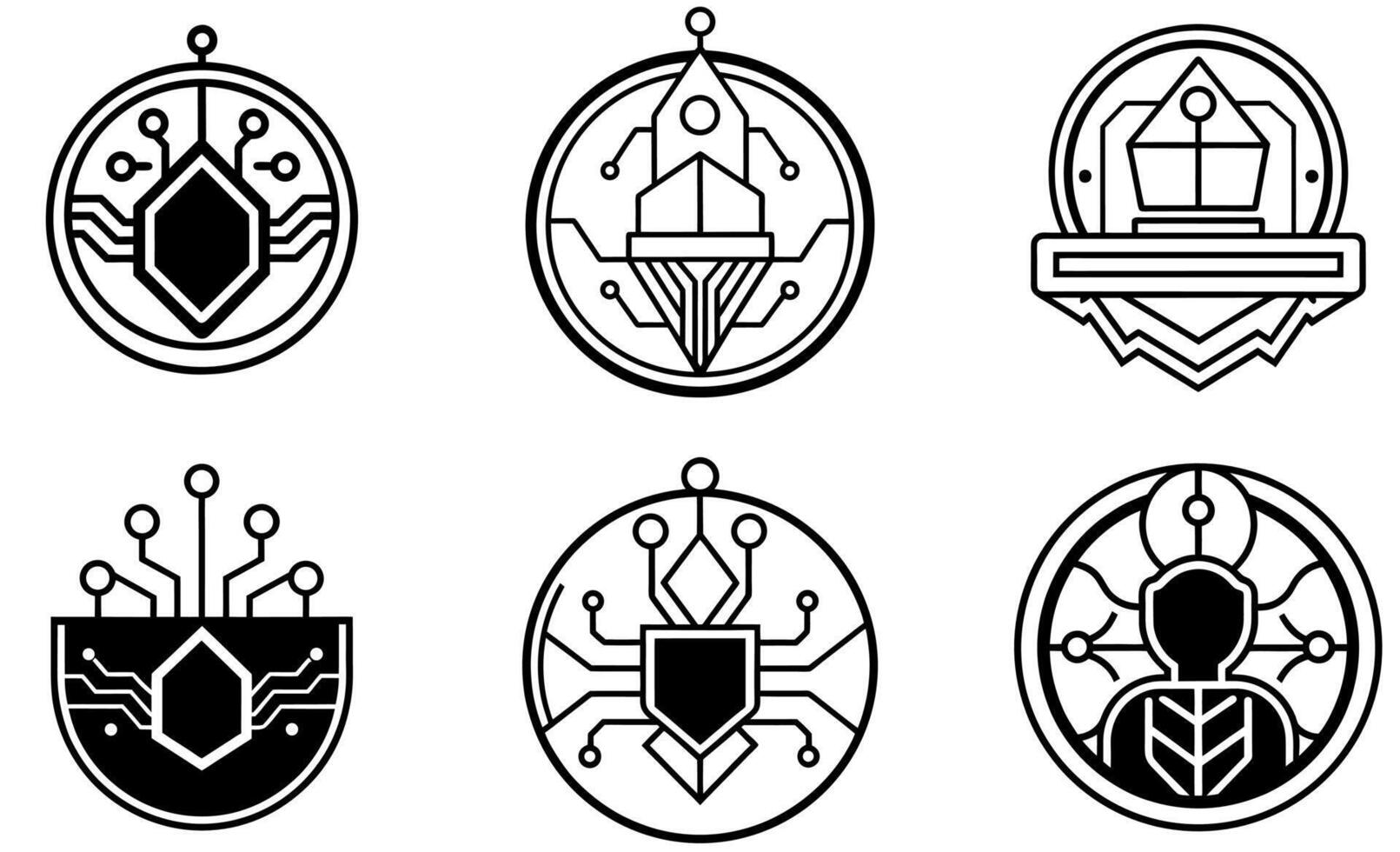 Futuristic Geometric Logos with Technology Icons vector