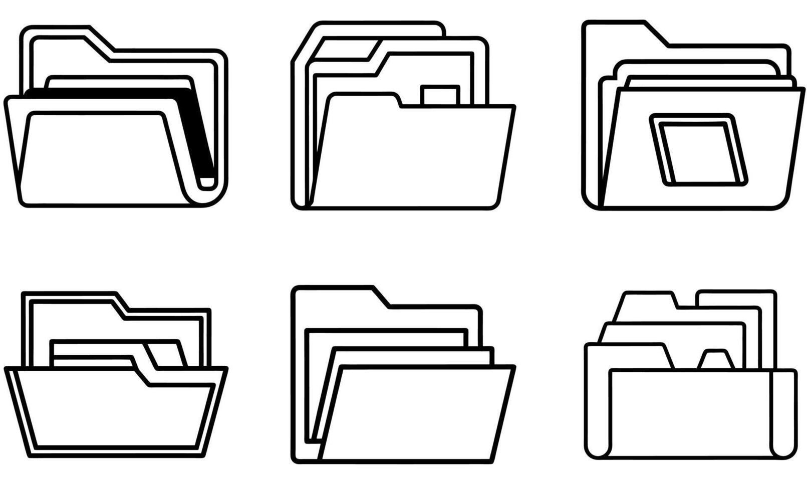 folder icon bundle collection line art set vector