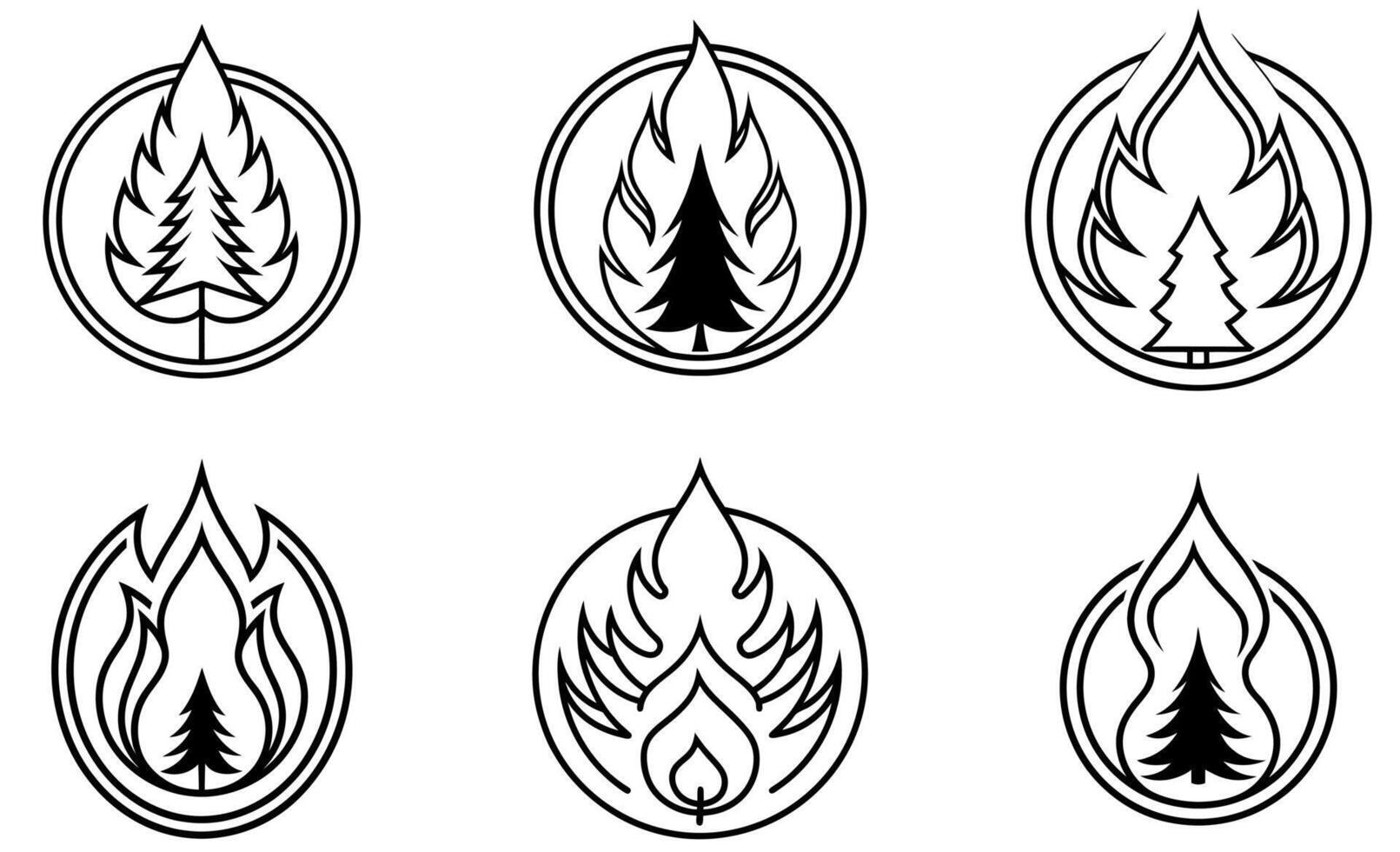 featuring a tree and flames. vector