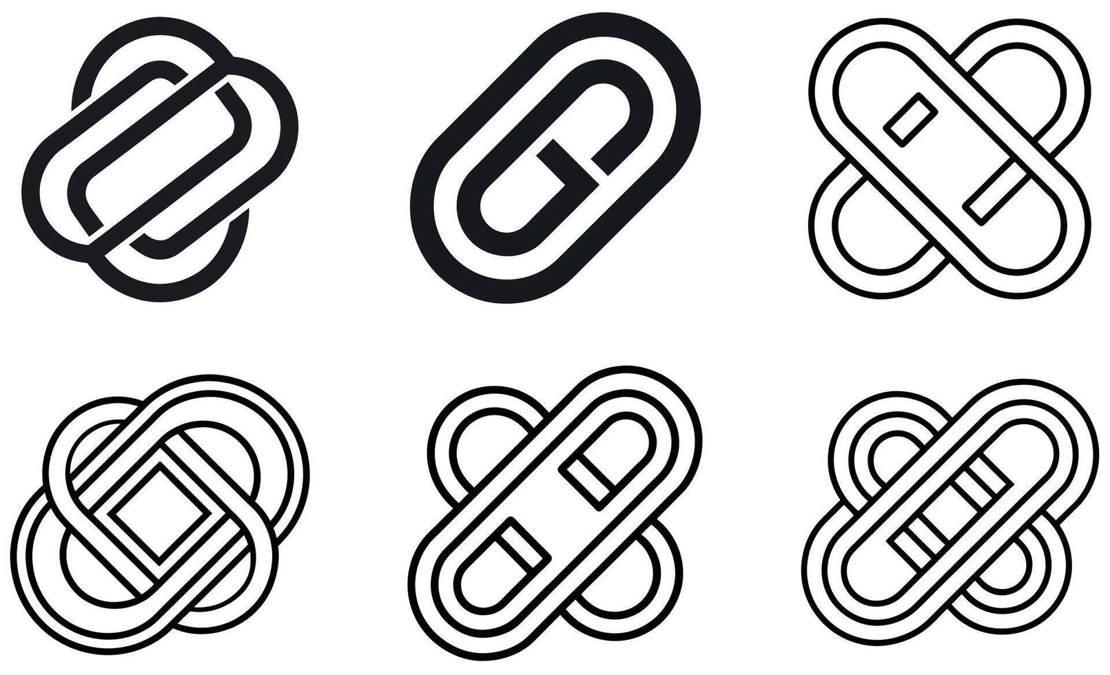 Linked Shape Icons set vector