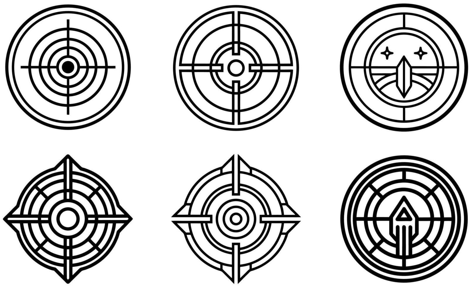 Line art target icon bundle vector