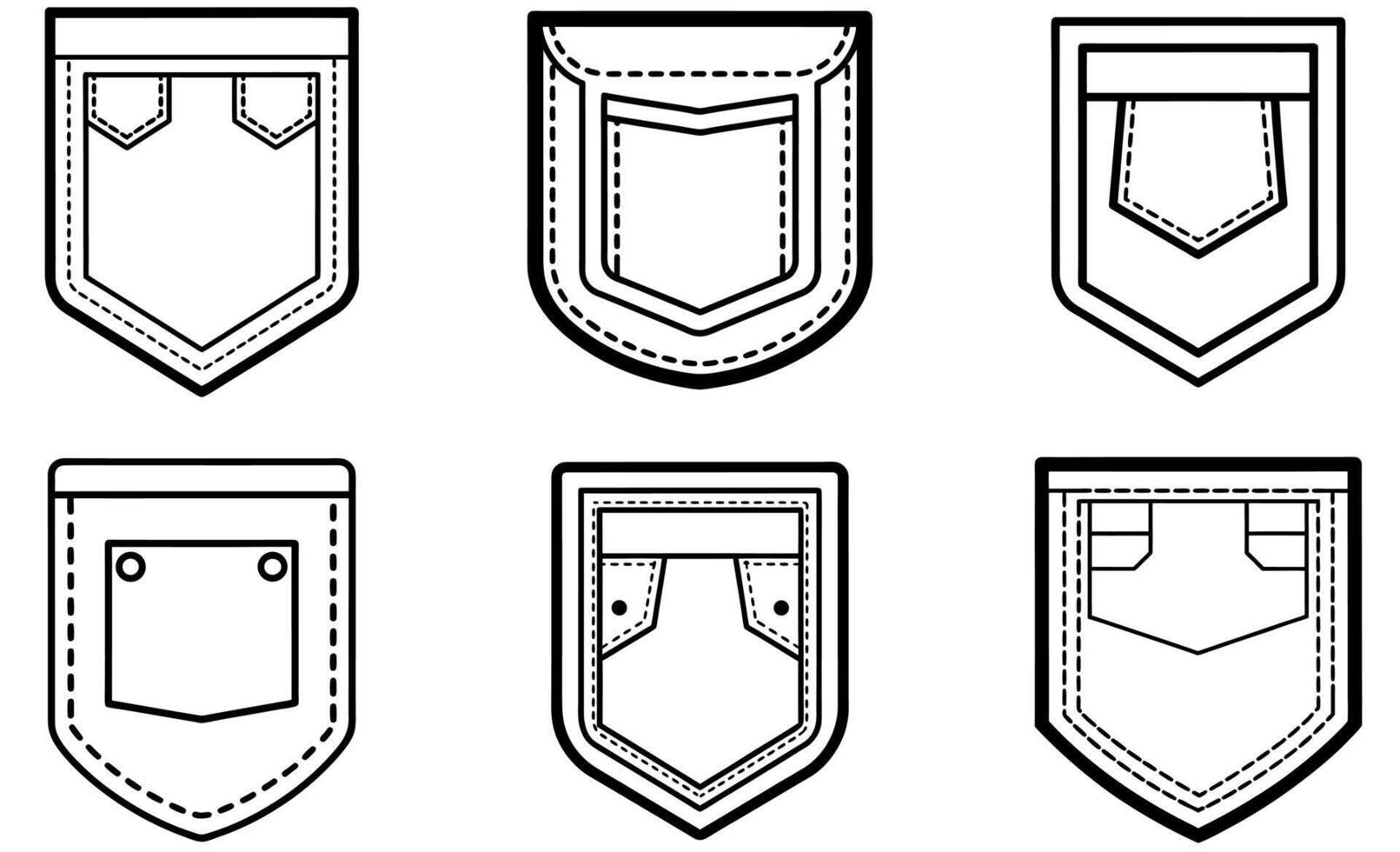 Jeans Pocket Icon bandel set vector