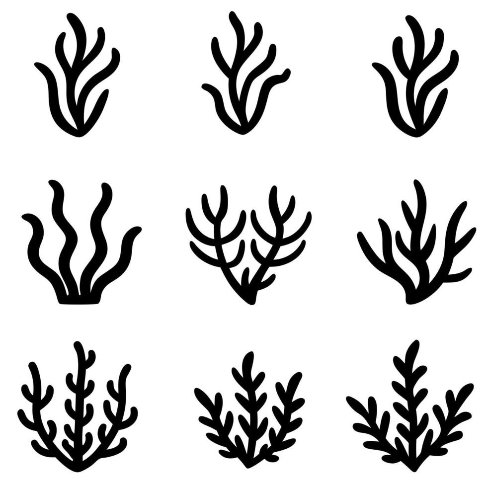 Seaweed and Coral Plant Icon set design vector