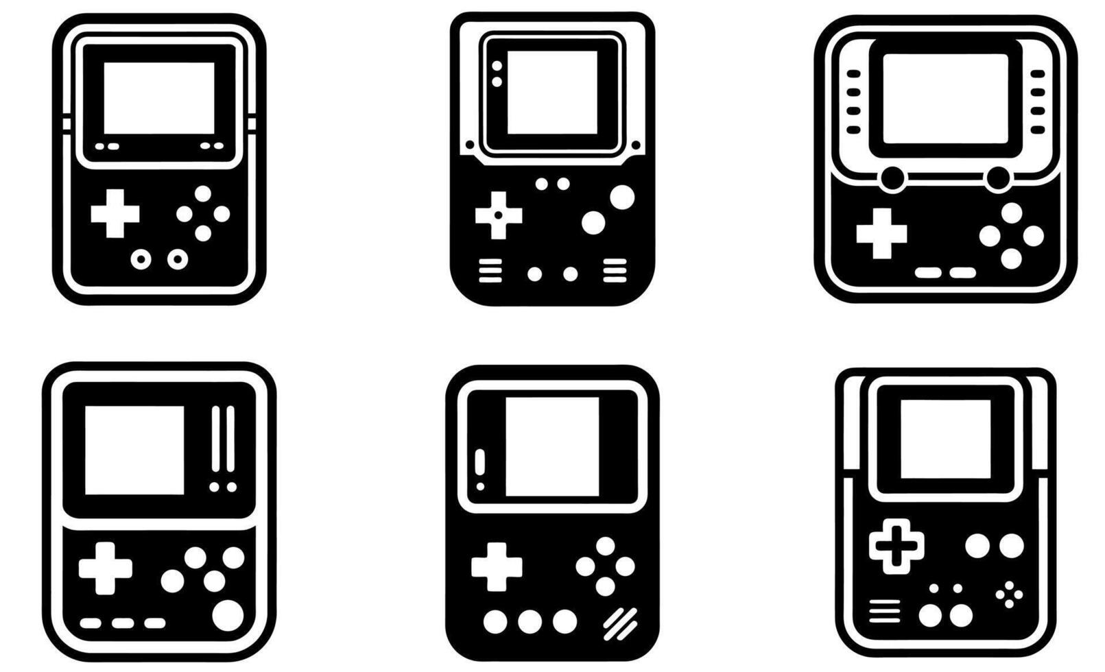 Retro Handheld Game Console Icons vector