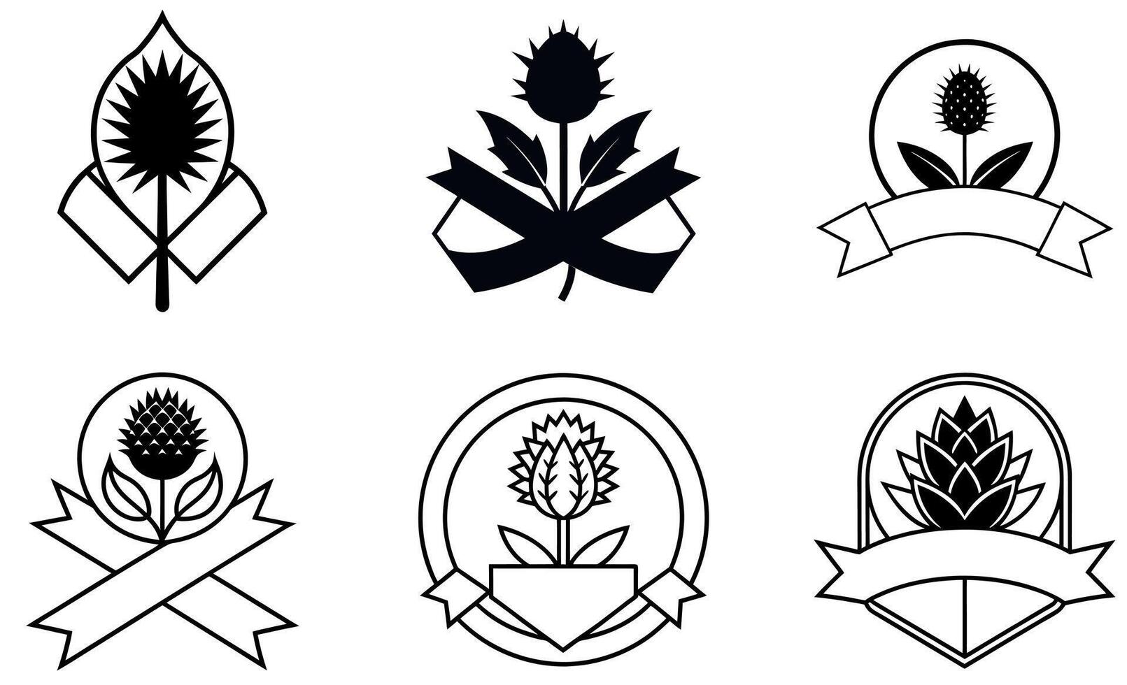 Sunflower and Banner Emblem design vector