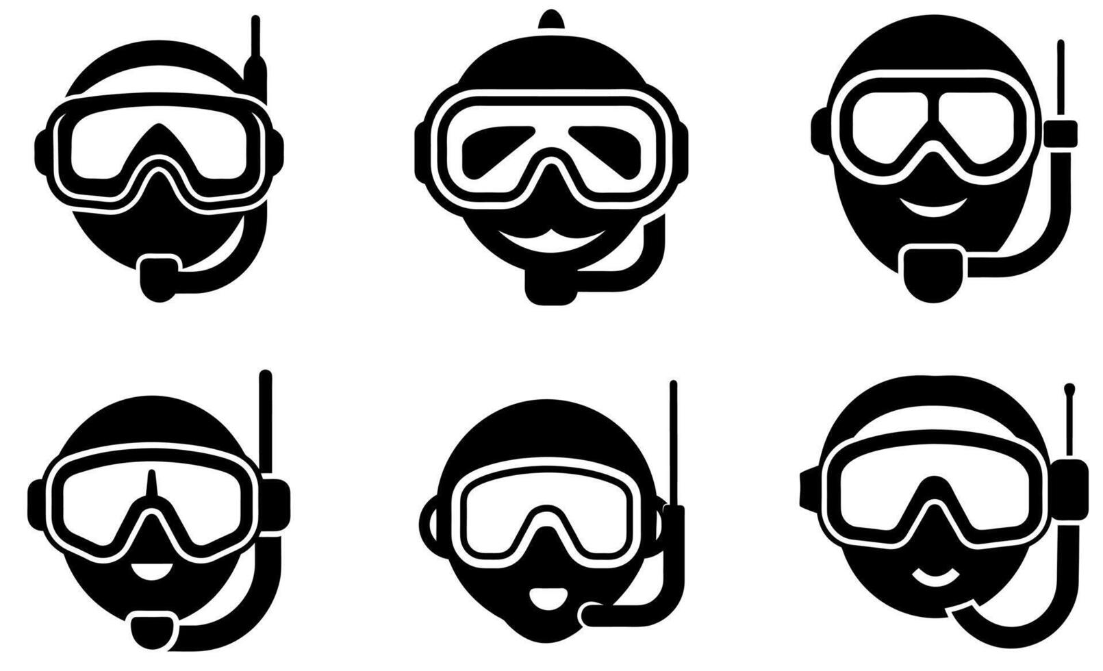 Diver Mask Icon Set design vector