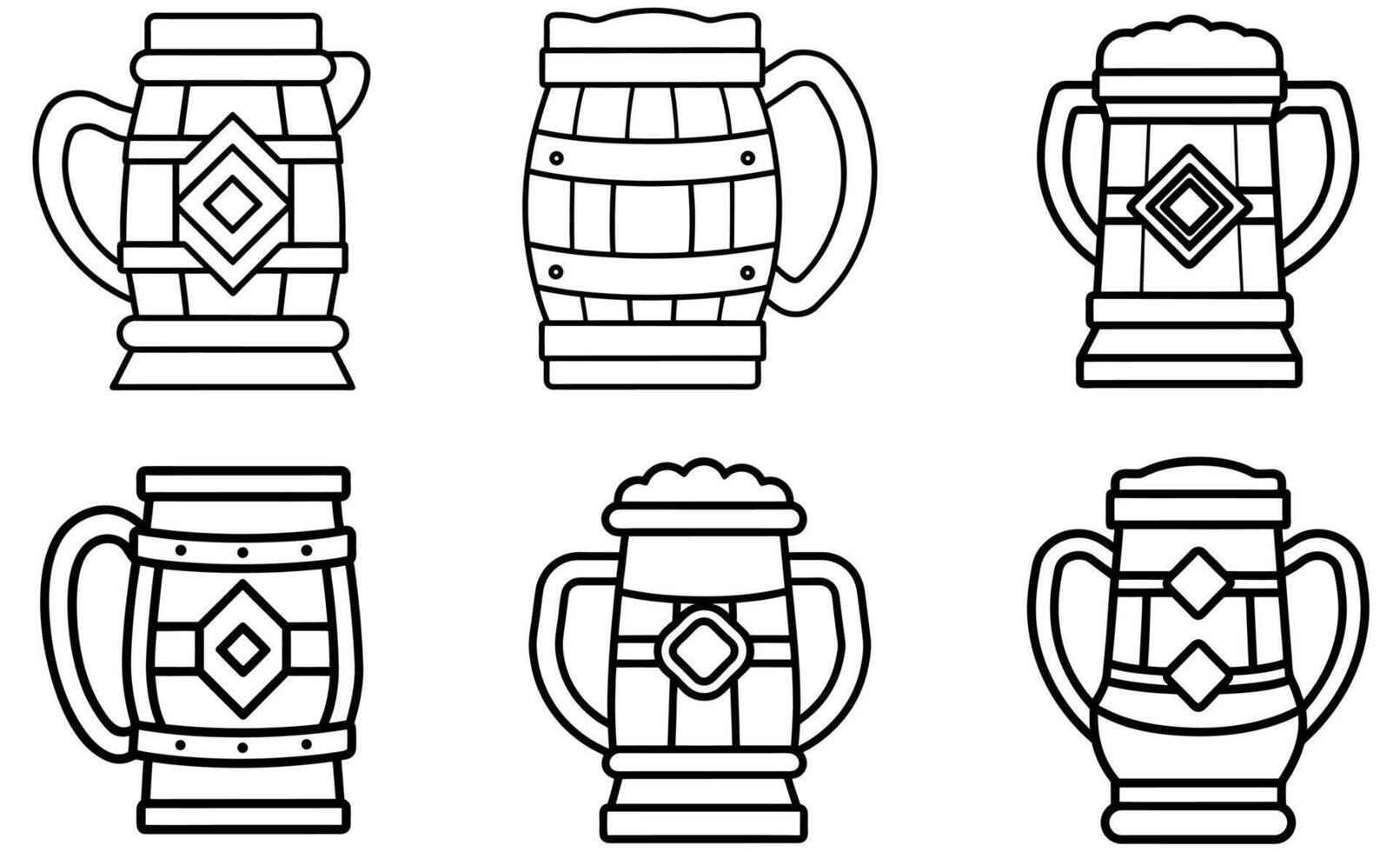 Beer Mug Icons with Decorative vector