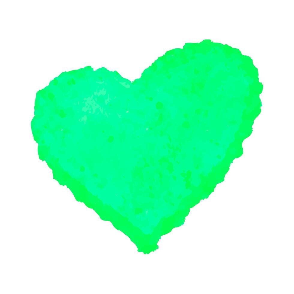 Watercolor green heart painted in aquarelle technique. Hand drawn romantic watercolor heart for Valentines day, love and wedding design. Isolated watercolor heart illustration on white background. vector