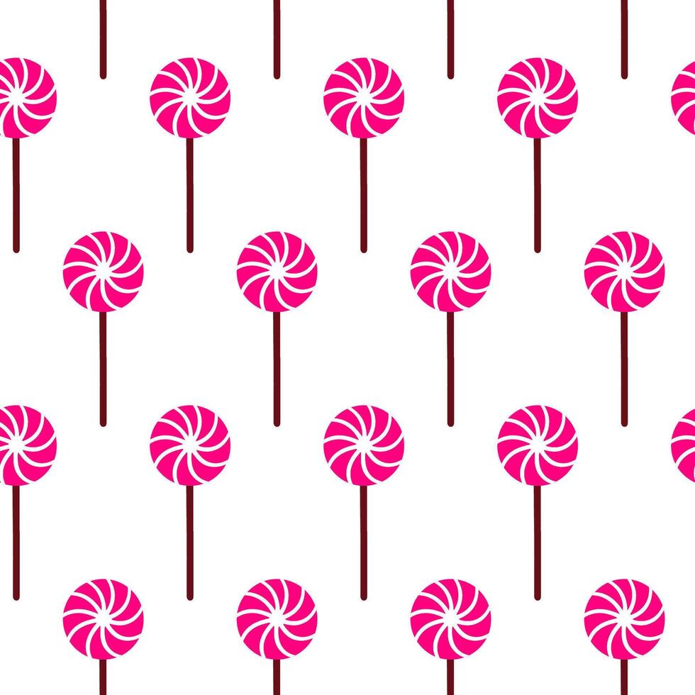 Spring seamless pattern with colorful lollipop in Easter theme. Hand drawn sweet lollipop repeated on white. Concept fun celebration design with charming lollipop for happy Easter mood. Wrapping vector