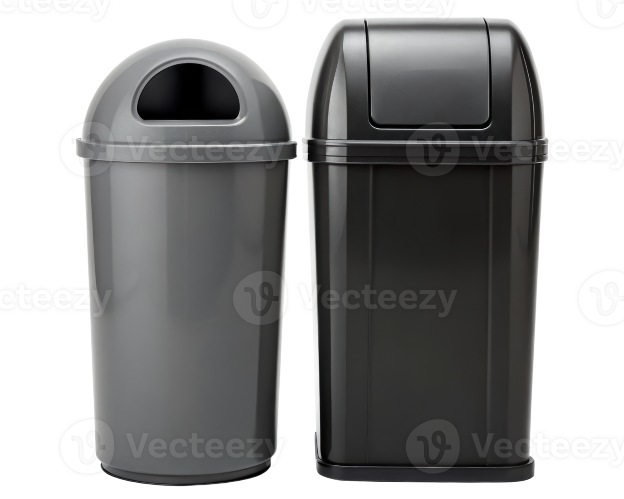 Two modern trash cans on a transparent background png