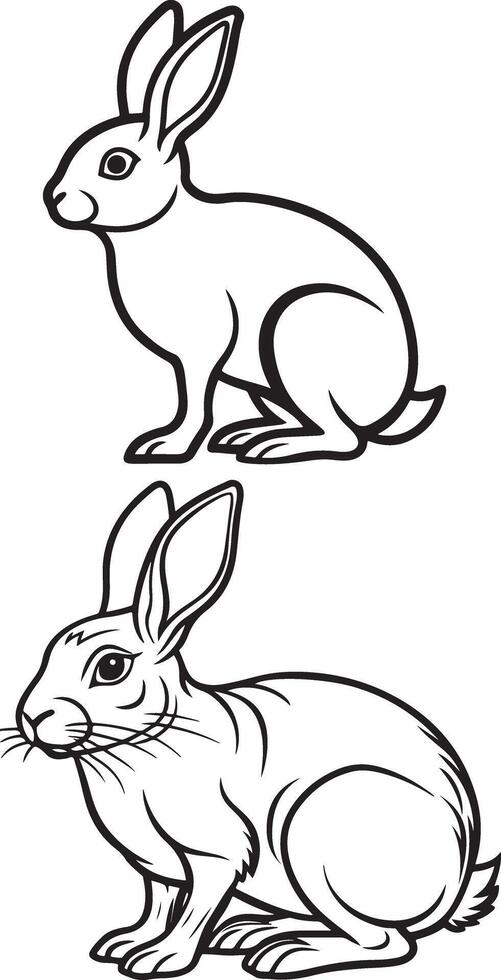 black line art rabbit icon vector