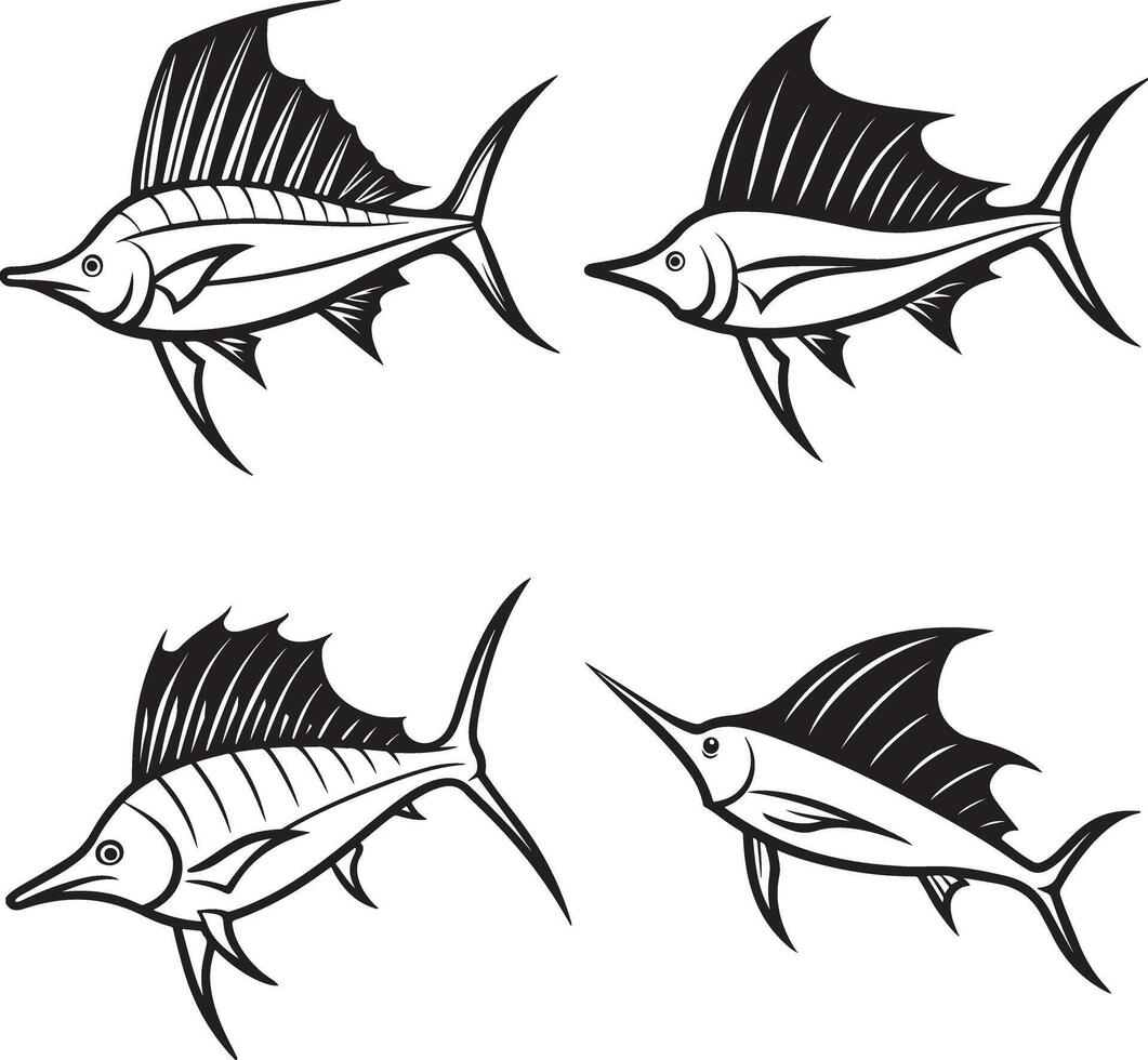 sailfish silhouette icon design set image vector
