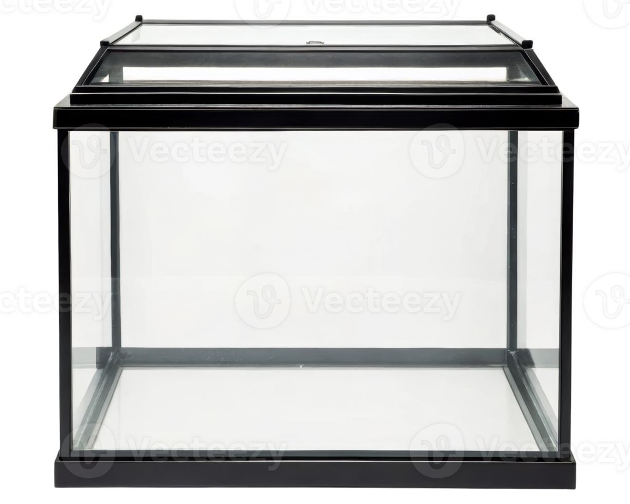 Glass display case designed for showcasing collectibles on a transparent background png