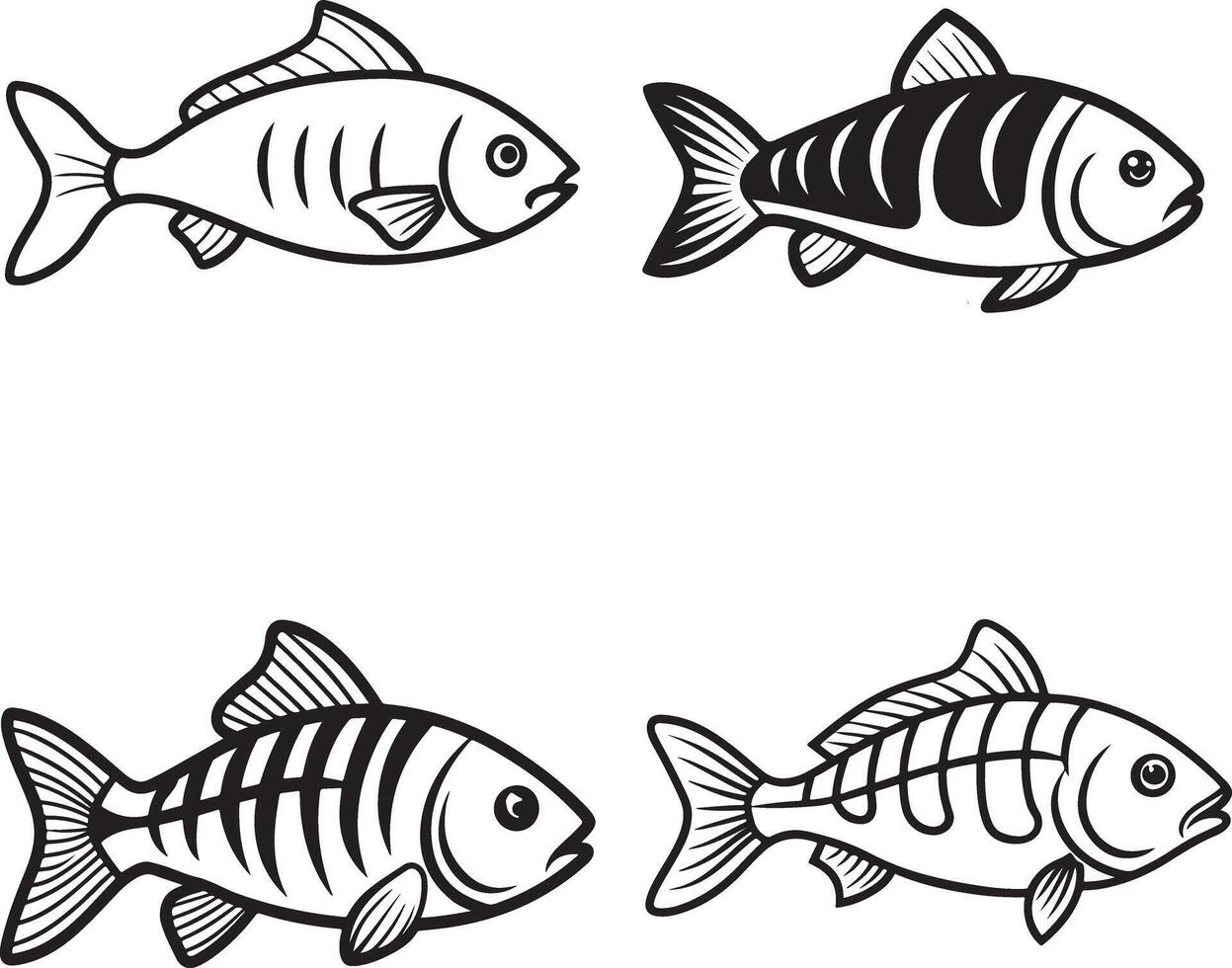 ruhi fish line art illustration design vector