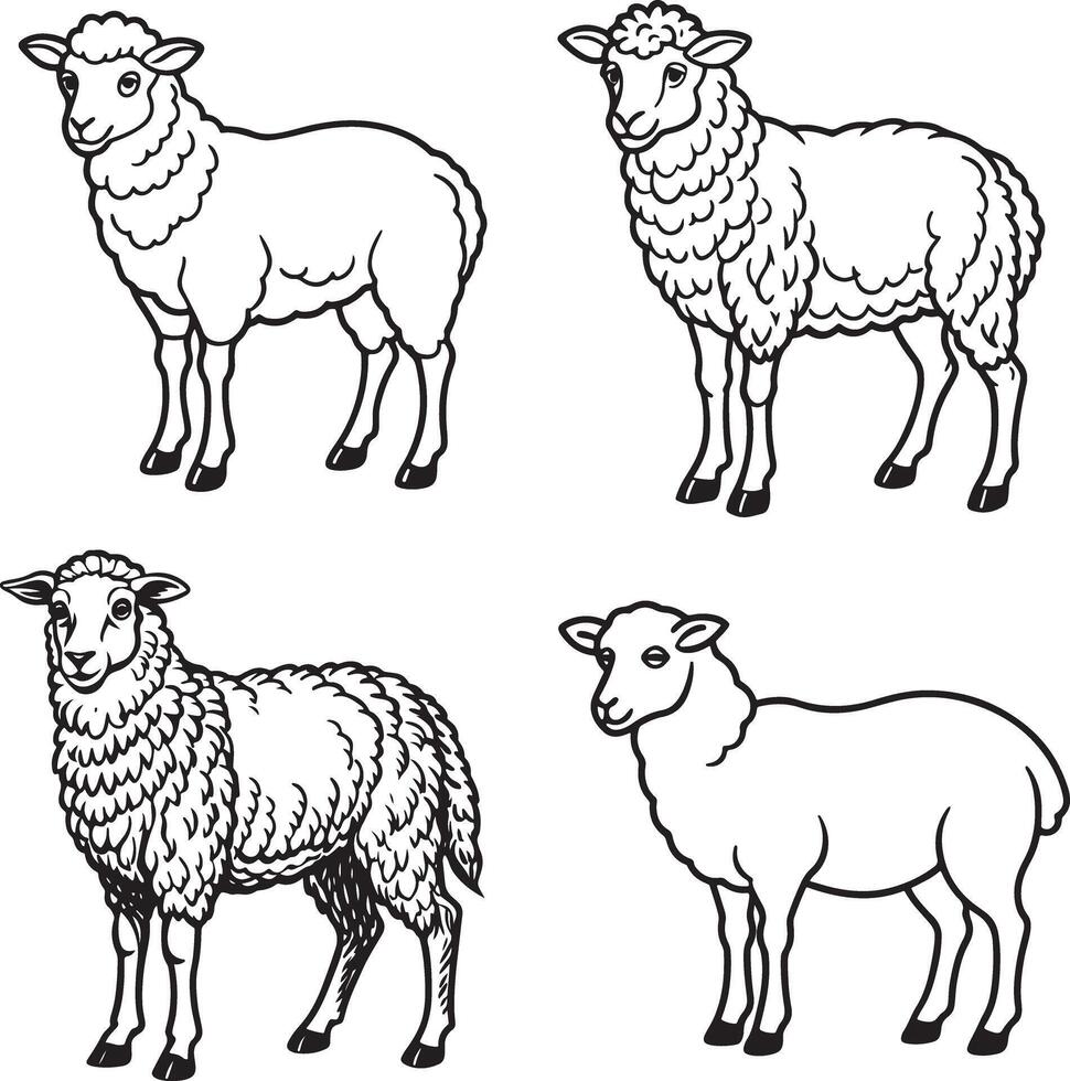 sheep silhouette image set icon vector