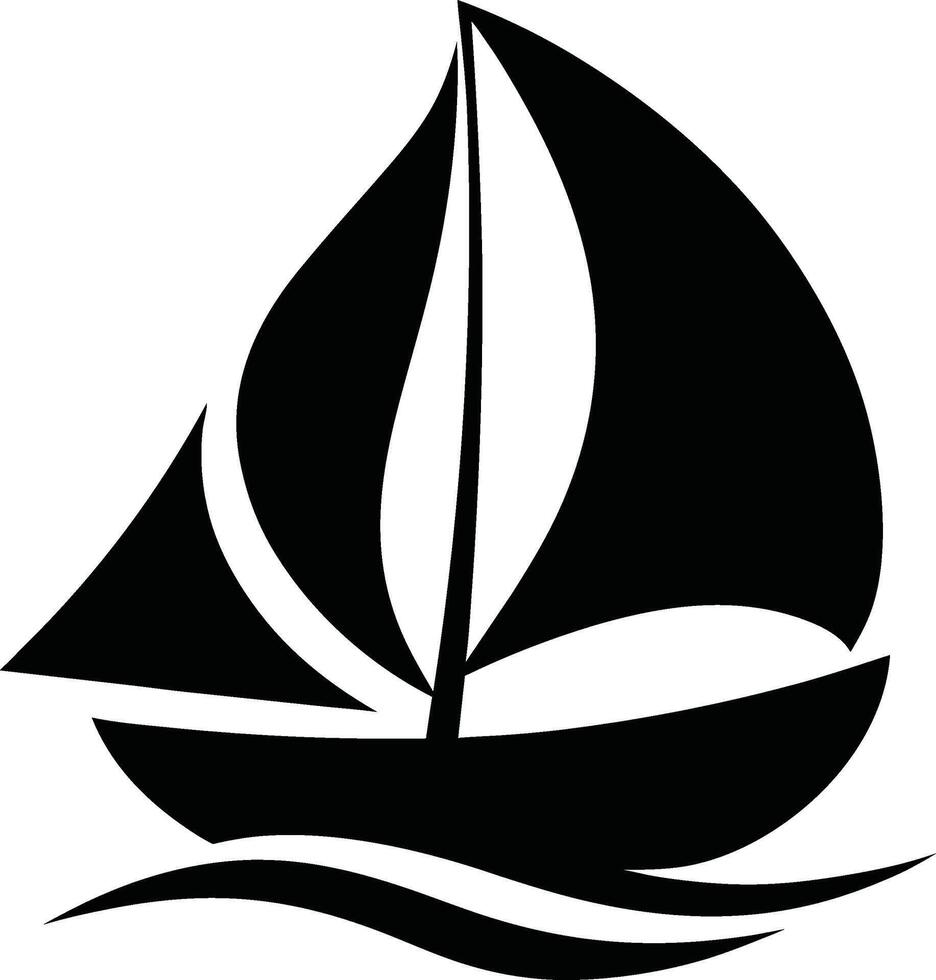 Simple black and white sailboat graphic design vector