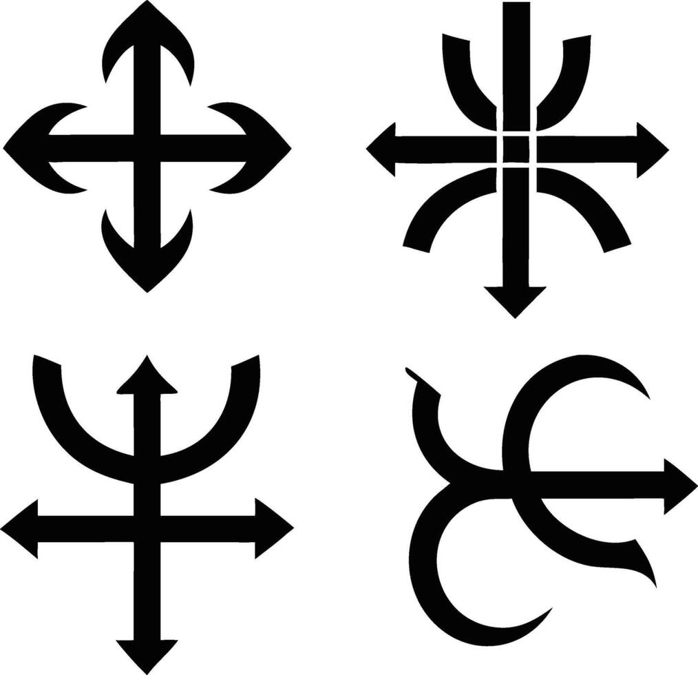 Leviathan Cross Symbol Variations Occult and Alchemy Icon vector