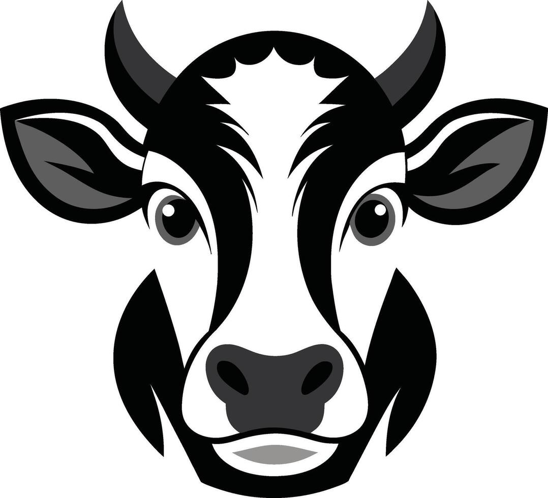 An illustration of a Black and White Cow's Head vector