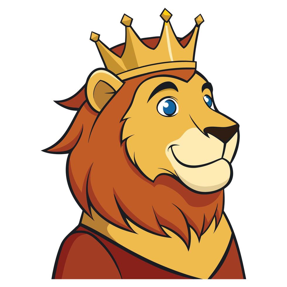 Cute smiling cartoon lion character with animal friends in a fun zoo-style illustration vector