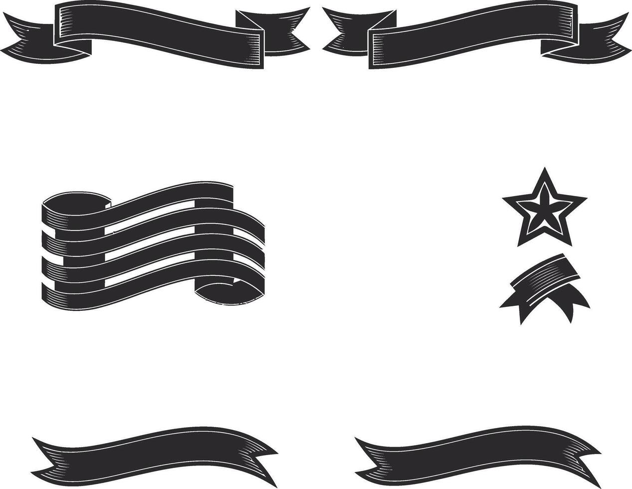 Elegant Black Ribbon Banners Set Perfect for Design Projects Various Styles Included for Added Versatility vector